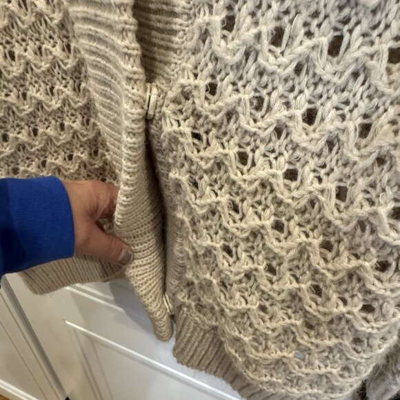 Jones NY XL Chunky Open Knit Cream Cardigan EUC Cozy Winter Shawl Collar Classic - Picture 4 of 7